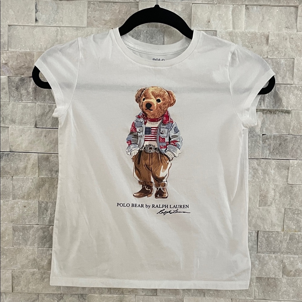 Polo by Ralph Lauren White Kids Tee with Polo Bear Graphic